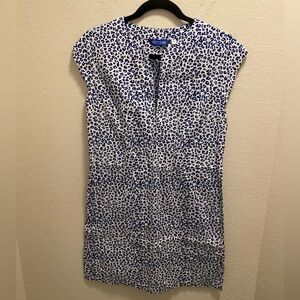Three Islands Leopard Print Split Neck Shift Dress Size Small